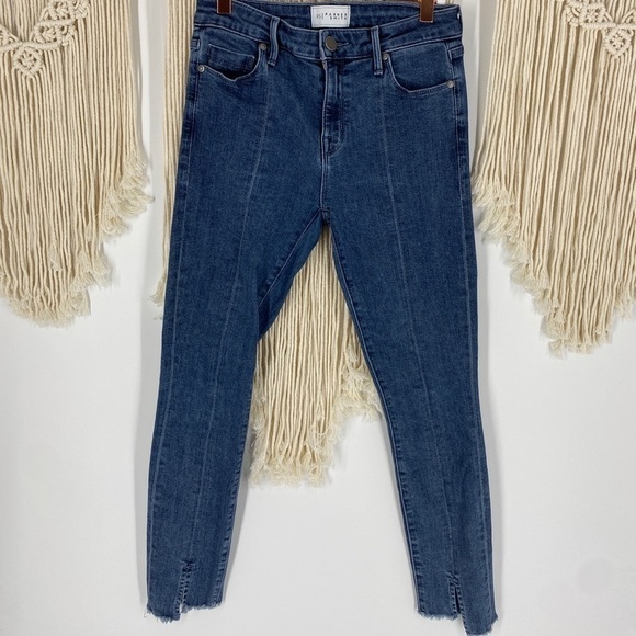 Parker Smith Blue Denim Cotton Skinny Cut out Ankle Slit Line Jeans Size 26 - Picture 1 of 8